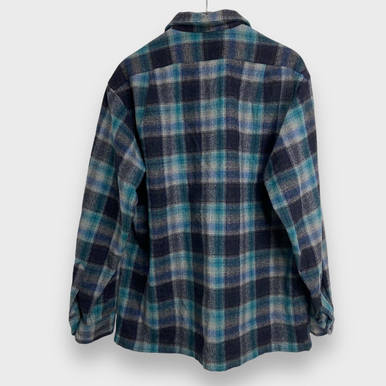 70s Pendleton オープンカラーウールシャツ オンブレシャドーチェック