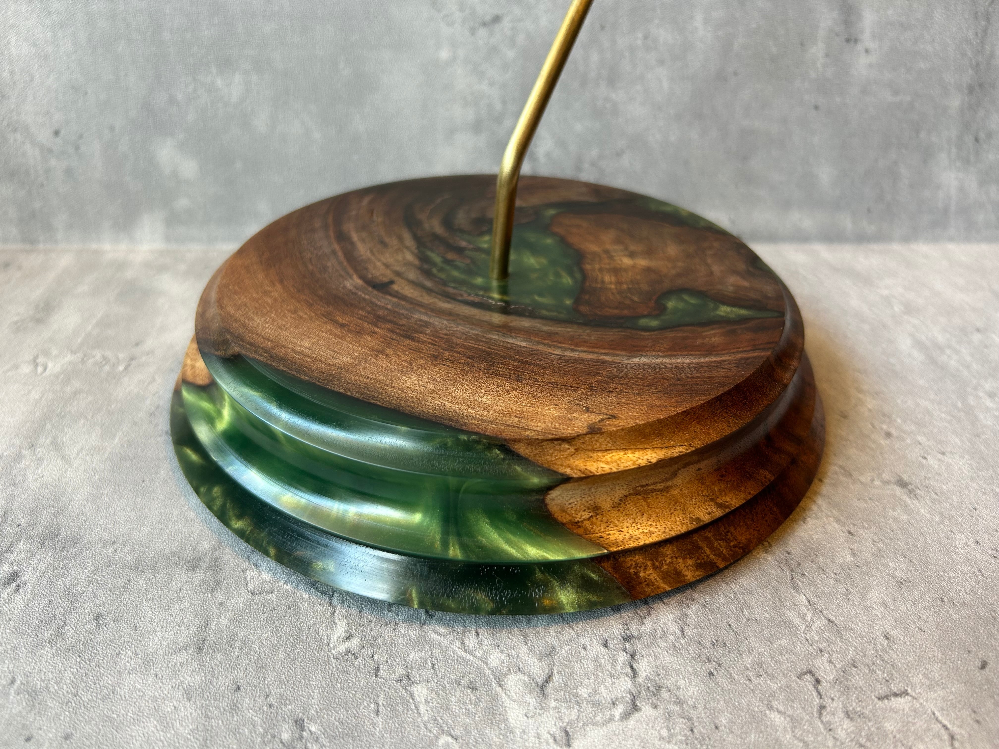 BASE WOOD DESIGN ランタン 台座 花台 ウォールナット×レジン③ | BASE