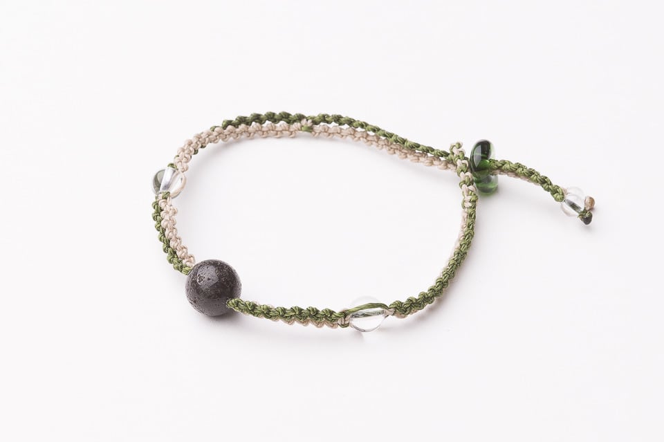 富士山溶岩ブレスレット［Lava Bracelet］ライトグリーンXベージュ