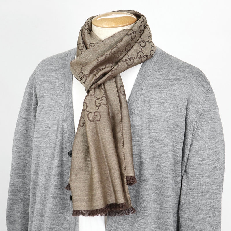 Brandol / GUCCI グッチ ストール シルク・ウール GG柄 ショール 薄手