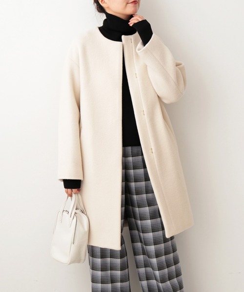 IENA（イエナ）の「ラムウールノーカラーコート◇（ノーカラーコート