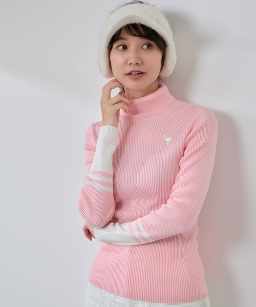 セール】バイカラー切替リブタートルニット/Oggi掲載（ニット/セーター