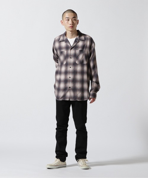 MINEDENIM（マインデニム）Drape Denim Ombre Check Loose Work SH