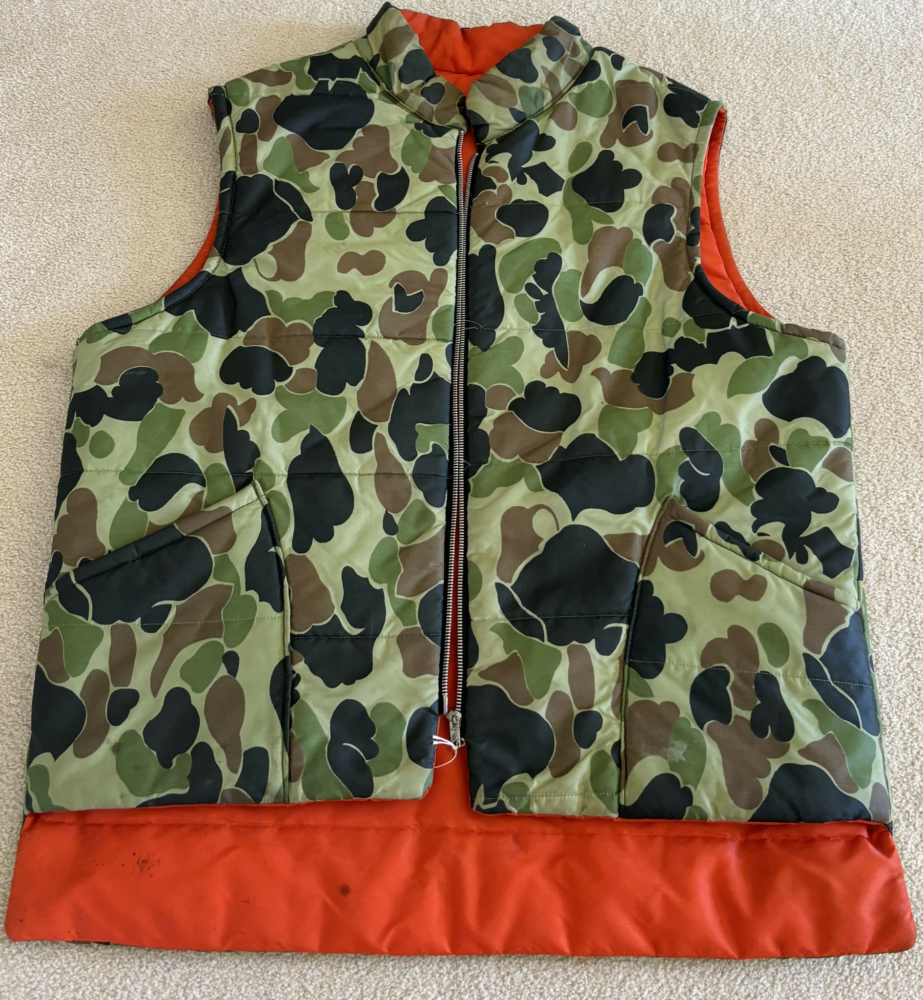Vintage Duck Camo & Orange Reversible Vest LARGE – Camoretro