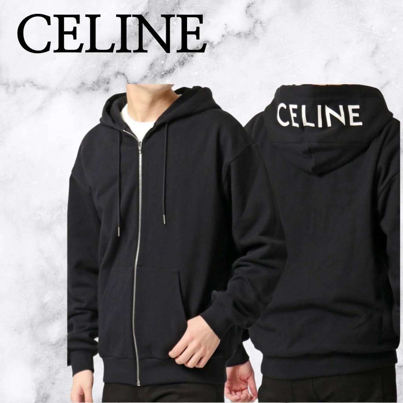CELINE ブラック フード付きパーカー セットアップ - メルカリ CELINE