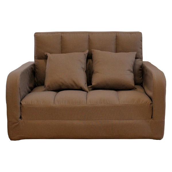 谷村実業 ベッド&コンパクトカウチソファ ブラウン ソファベッド TAN