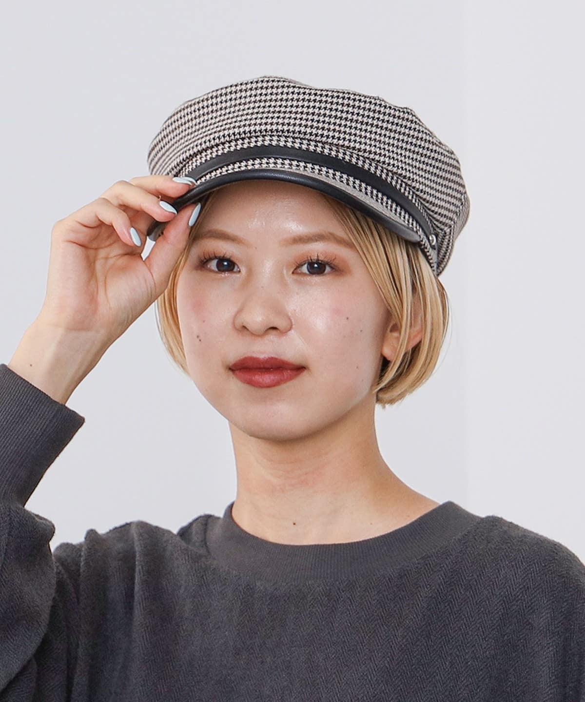 MOTO leather レザーキャスケット 黒と白 ストライプ MOTO leather