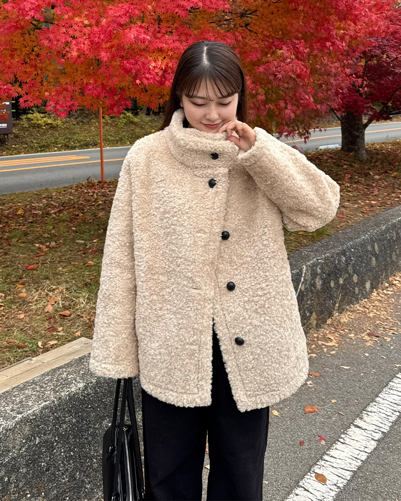 フリースボタンポイントハーフコート | ファッション通販サイト NUGU