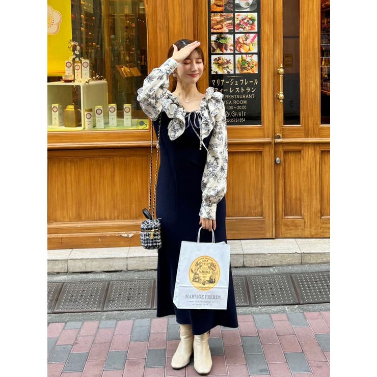 フリルカラードッキングリブワンピース[品番：MKSW0062047]｜dazzlin