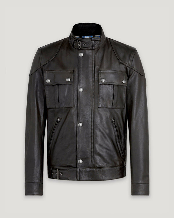 Men's Hand Waxed Leather Gangster Jacket in Black | Belstaff US