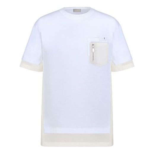 Men's DIOR x Sacai Crossover FW21 Large Cotton Short Sleeve White
