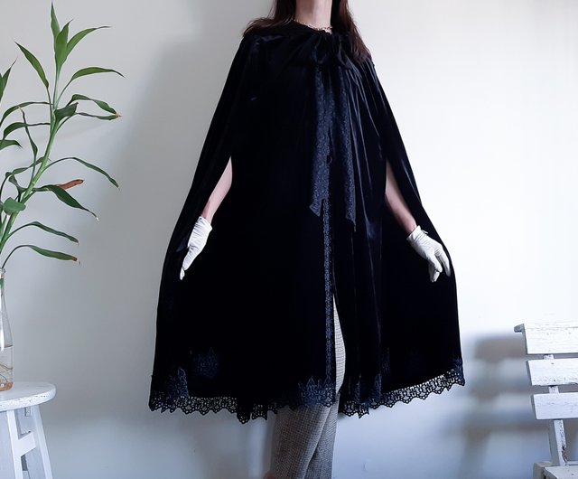 タイ ヴィンテージ ベルベット フード付き マント ケープ 60 年代 70