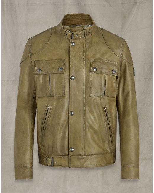 Belstaff Gangster 2.0 Leather Jacket in Green for Men | Lyst