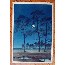 川瀬巴水による浮世絵「Winter Moon at Toyamagahara — 戸山ヶ原」