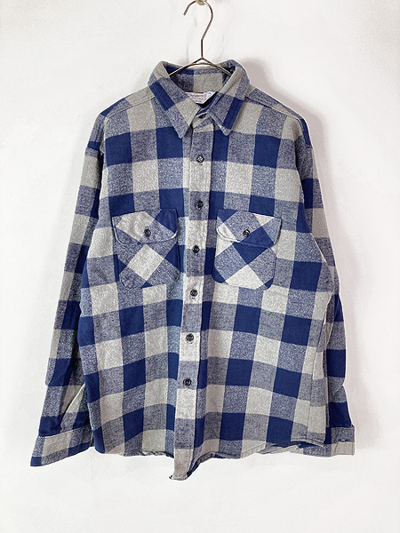 古着 80s USA製 FIVE BROTHER ブルー × グレー ブロック チェック