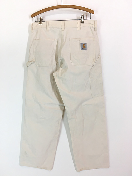 古着 80s USA製 Carhartt ホワイト ペインター ワーク パンツ W34 L30
