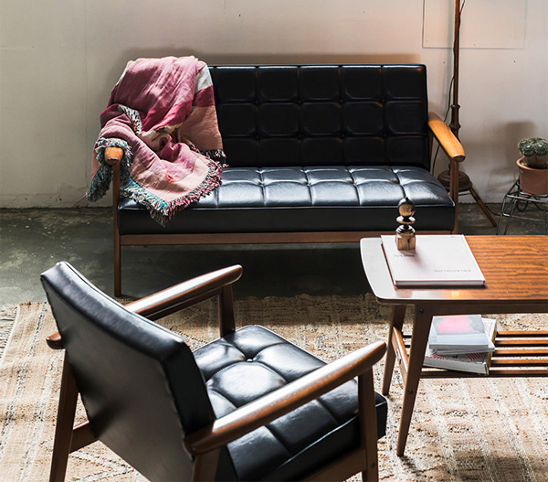 カリモク60 1人掛けソファ 黒 カリモク 1人掛けソファー&オットマン