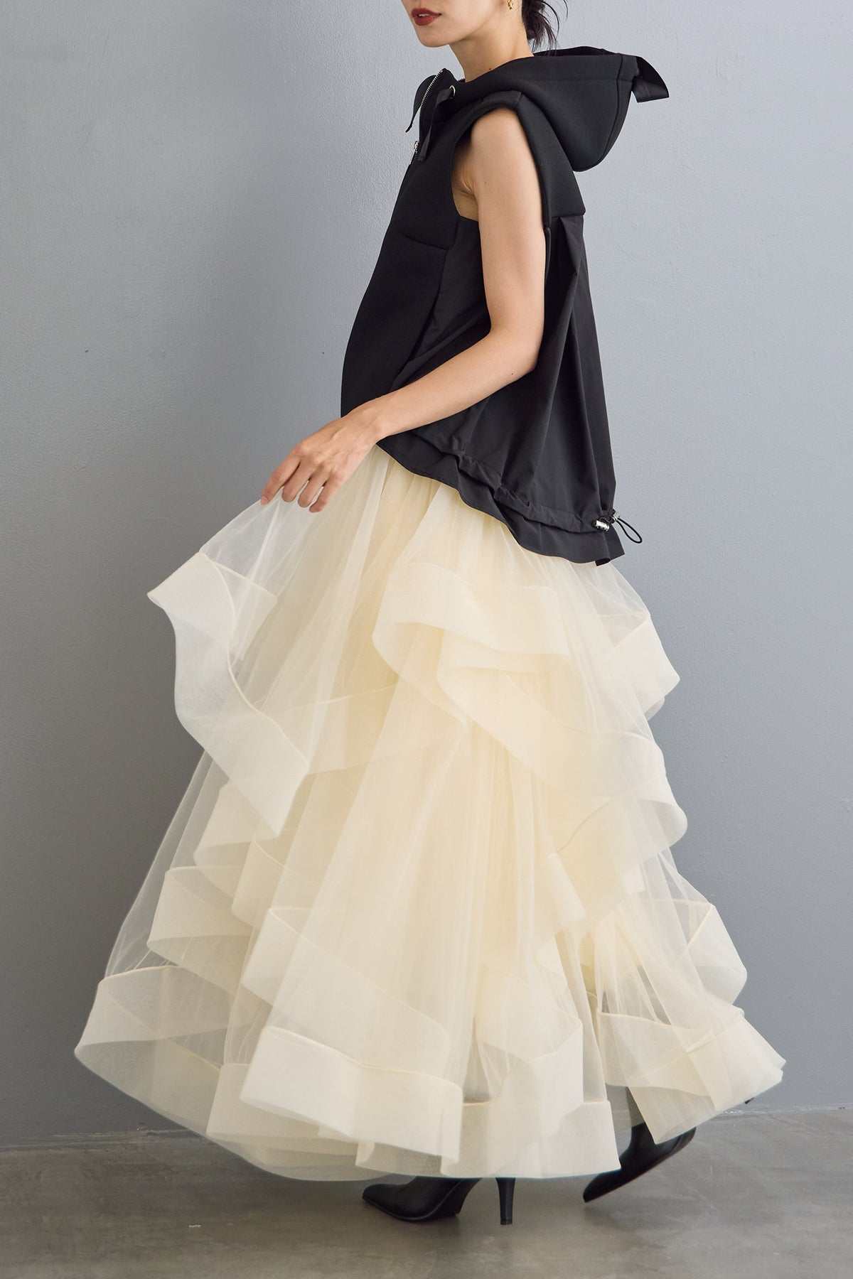 予約]ランダムフリルティアードボリュームスカート – Frene