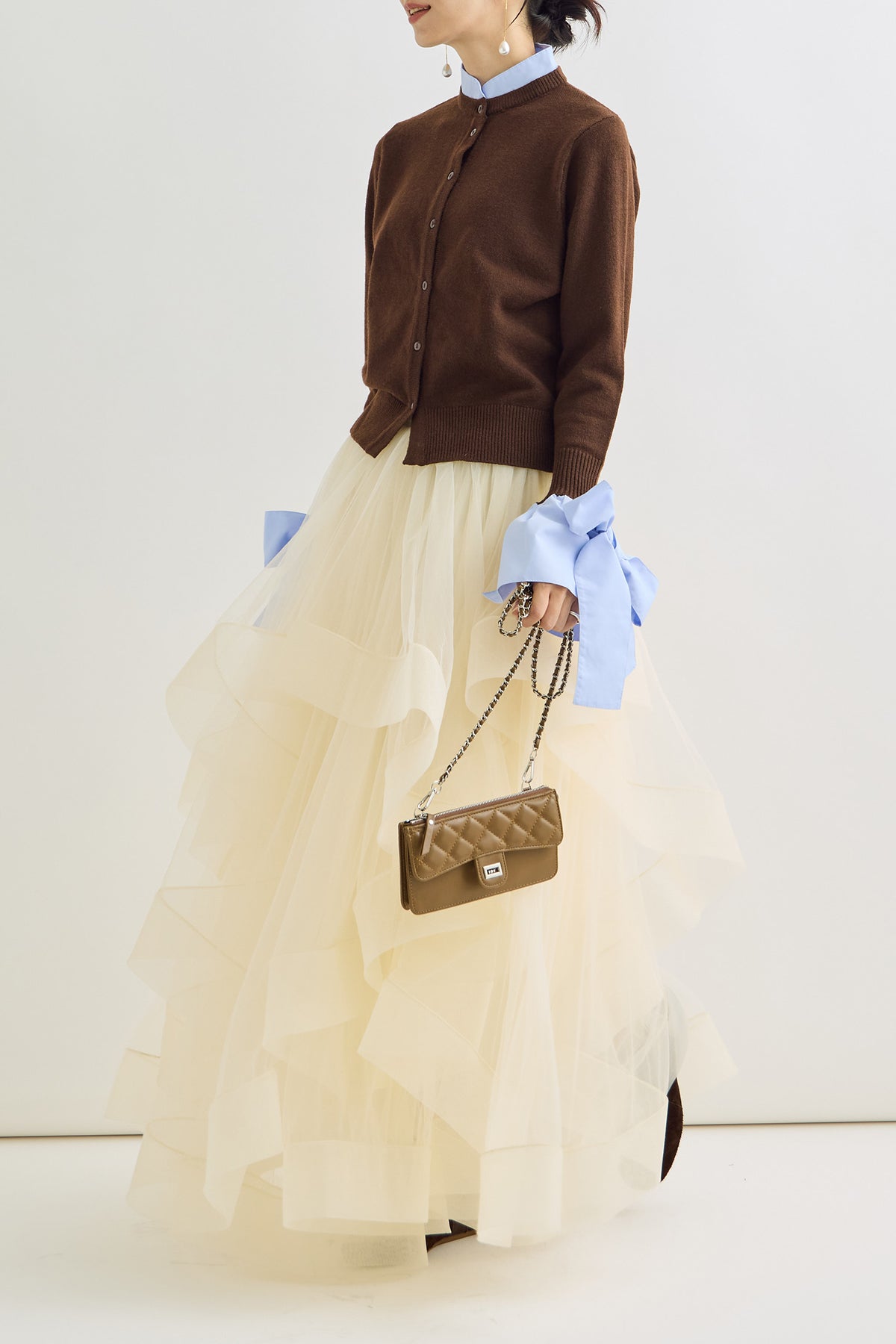 予約/SET]BIGリボンカフスデザインニットドッキングカーデ+ランダム