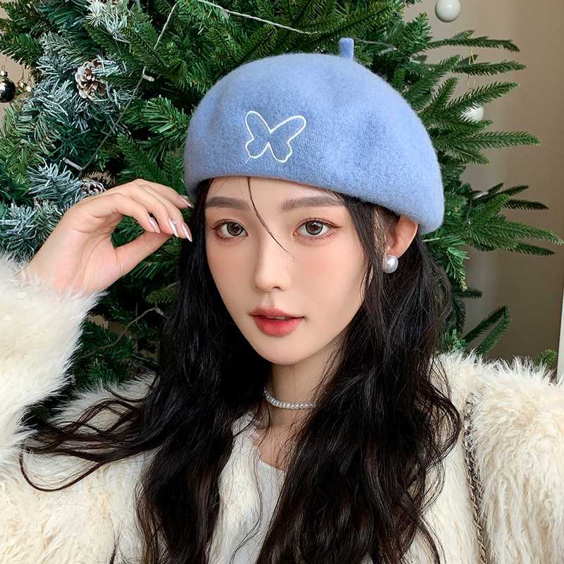 ベレー帽 リボン付きレース縁取りチェック柄ベレー帽 レース|ベレー帽