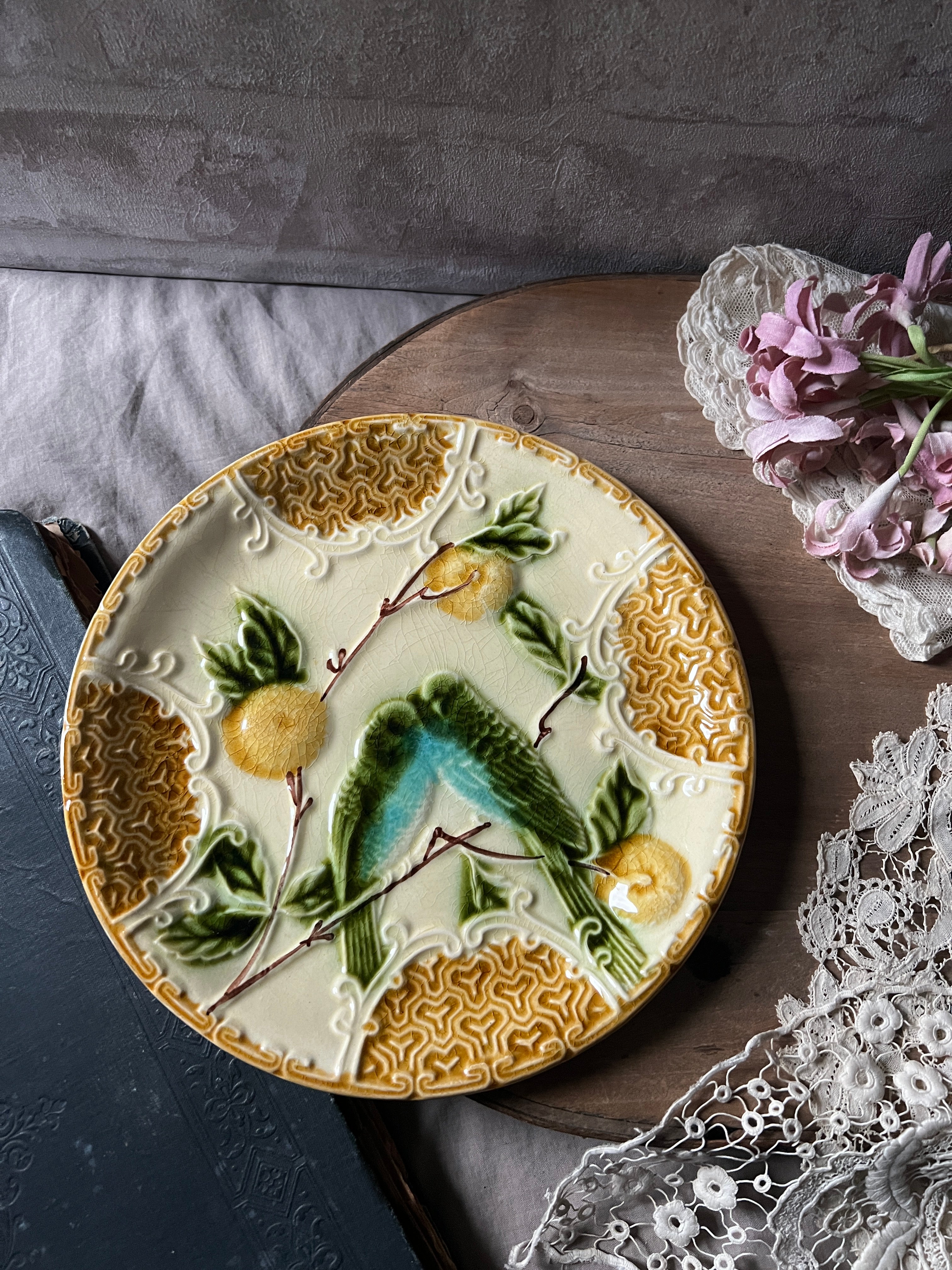 小鳥と黄色い木の実のバルボティーヌ(SALINS) – France Antique 銀色