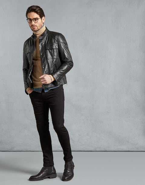 BELSTAFF GANGSTER 2.0 LEATHER JACKET In Black Hand-Waxed Leather