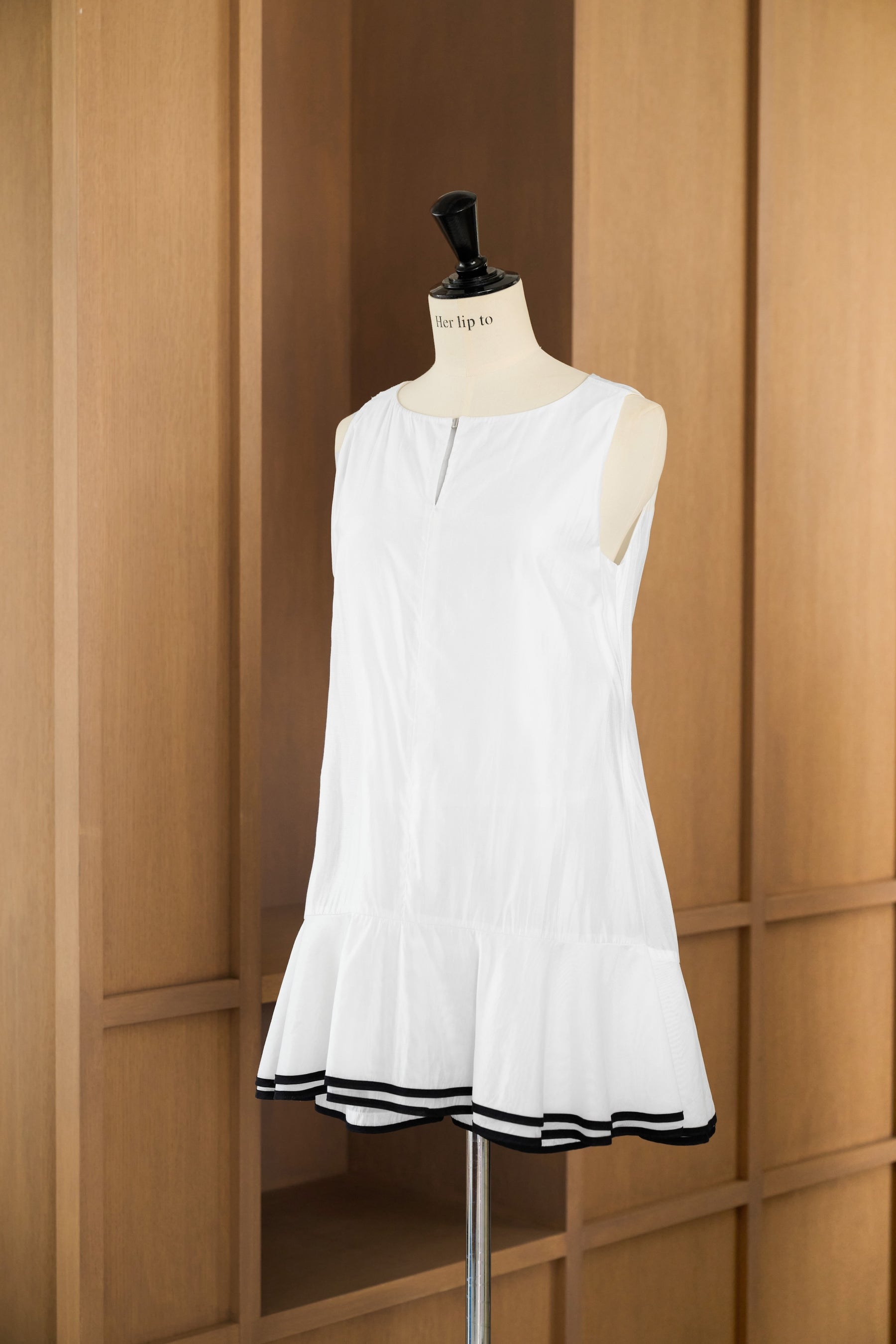 Bicolor-Trim Flared Romper