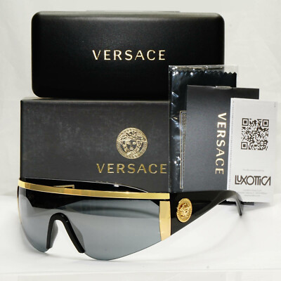Versace Gold Medusa Shield Visor Sunglasses Mens Black 1996