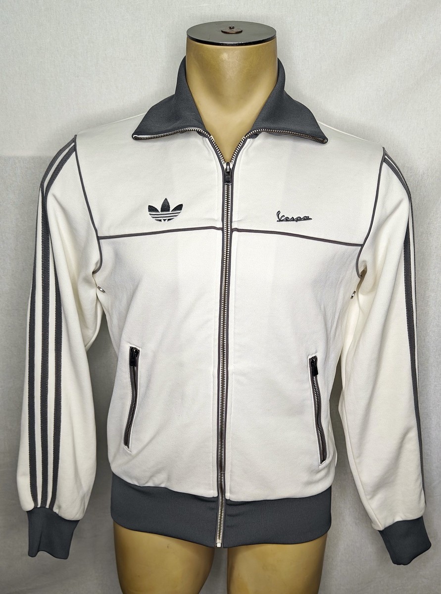 Vtg Y2K Adidas Originals x Vespa white & gray zip-up track jacket