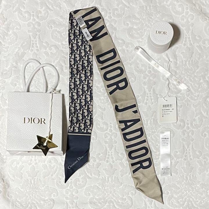 Christian Dior Mitzah Scarf Trotter Pattern Navy Reversible 105 x