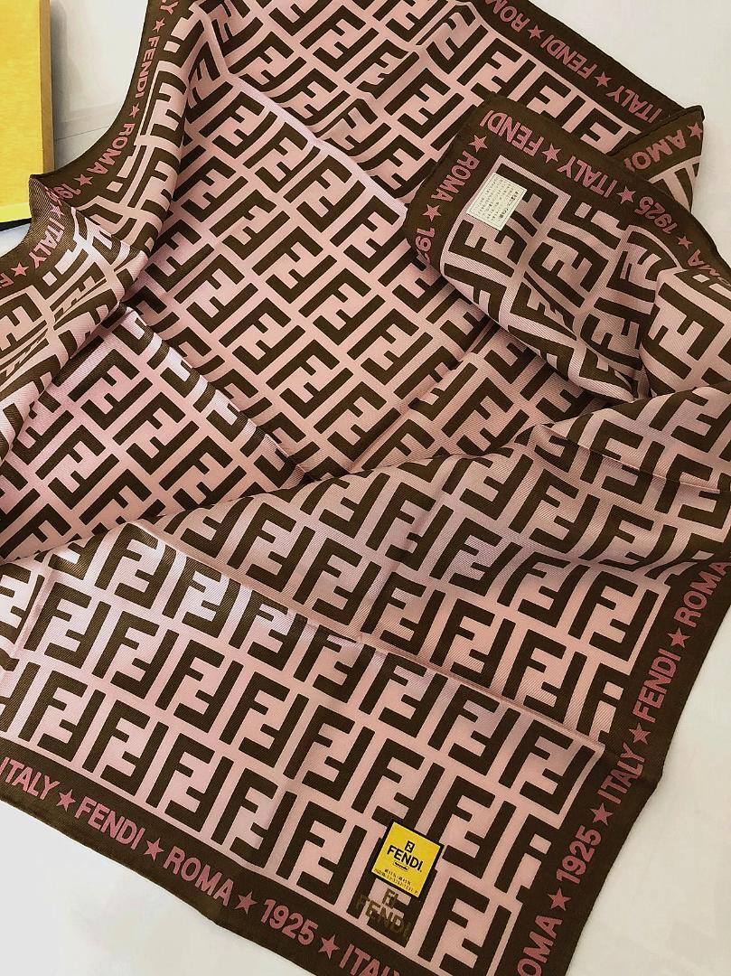 fendi スカーフ シルク キャメル 総柄 レディース FENDIスカーフ FENDI