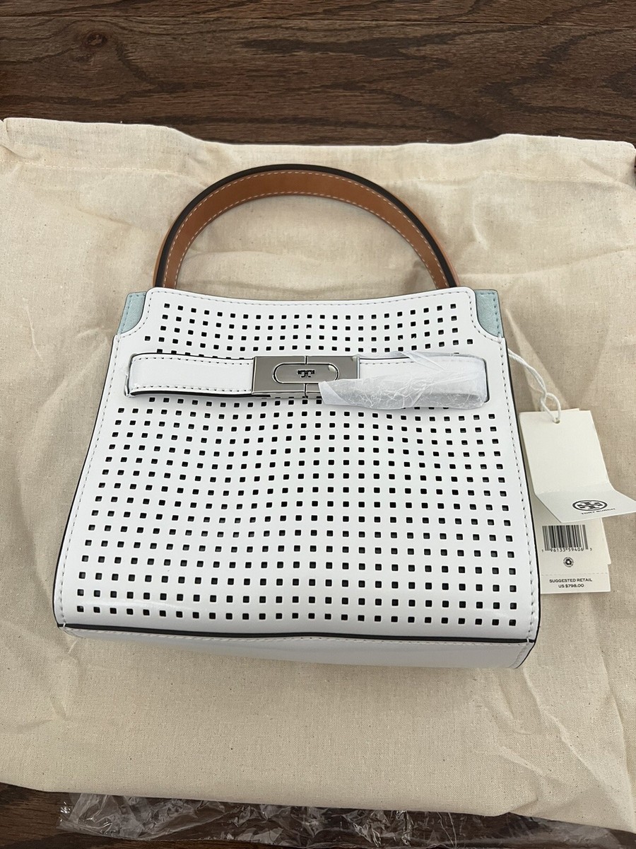 Tory Burch Lee Radziwill Petite Perforated Double Top-Handle Bag