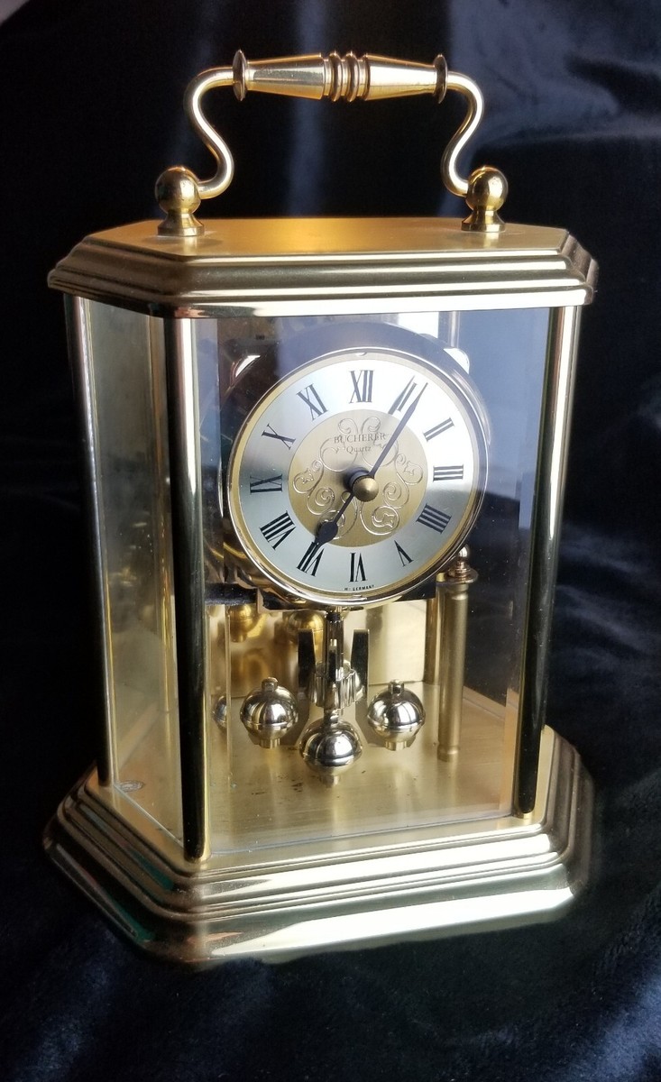 Vintage BUCHERER Mantle/Table Clock Quartz Gold Movement West