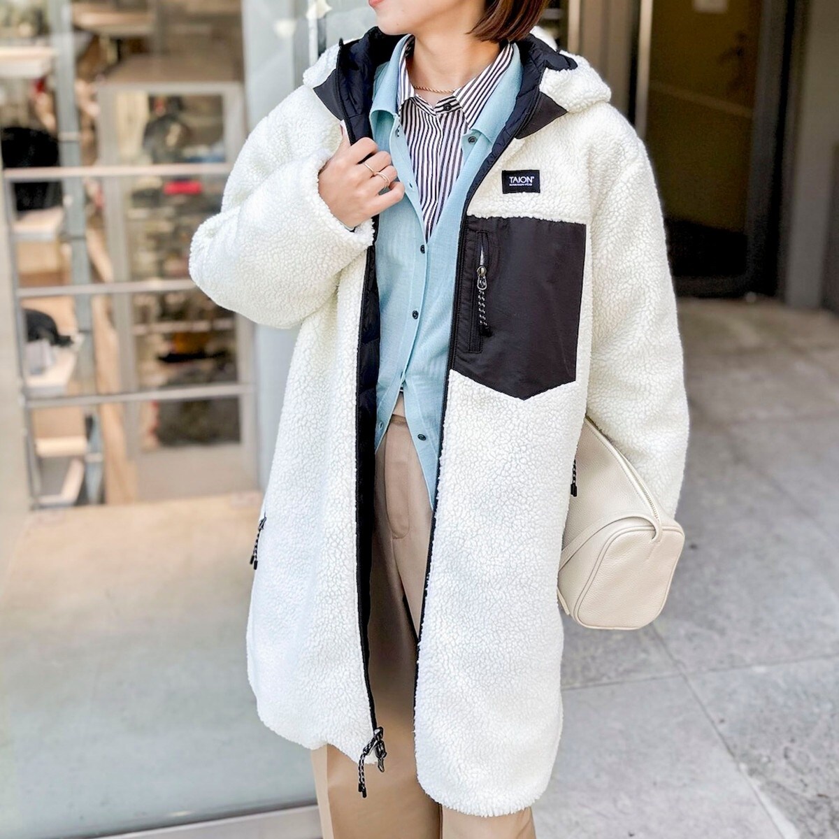 ◇【WEB限定】【TAION/タイオン】別注ボア×ダウンフードコート