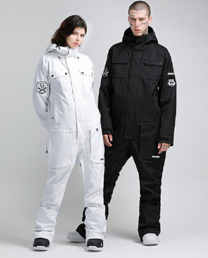 レトロスタイル/つなぎ/ホワイト/ ジャンプスーツ /スキーウェア女性用