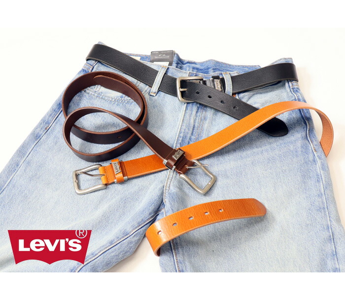 楽天市場】Levi's リーバイス メタルプレート レザーベルト 本革