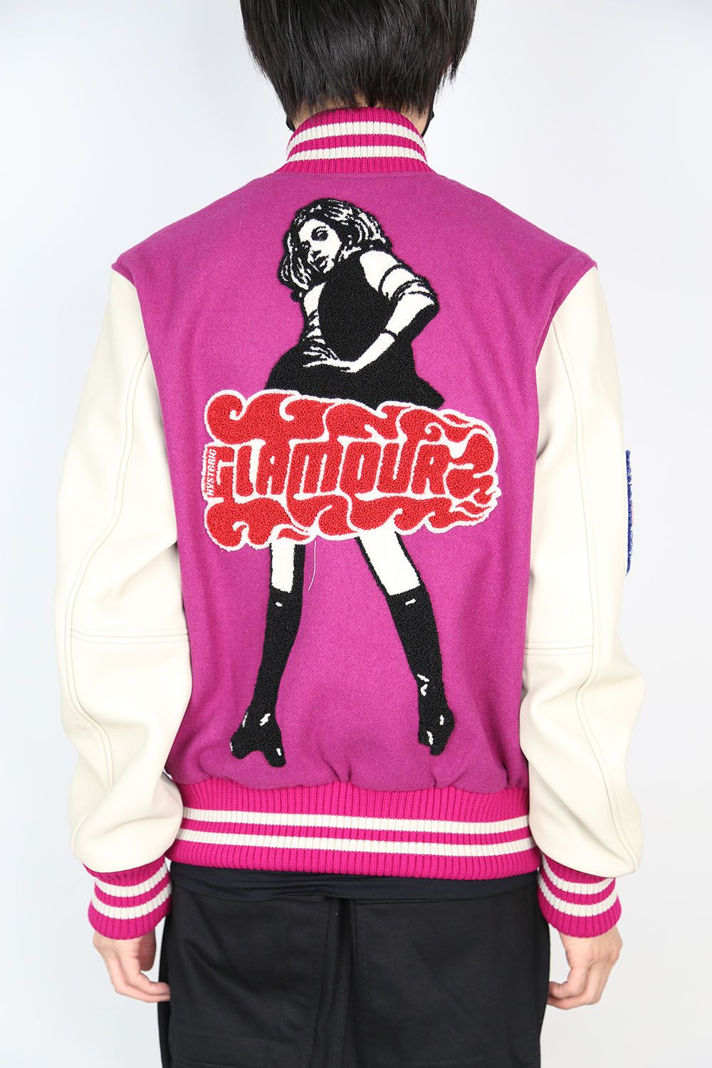 HYSTERIC GLAMOUR - VIXEN GIRL刺繍 ヴァーシティジャケット / ピンク
