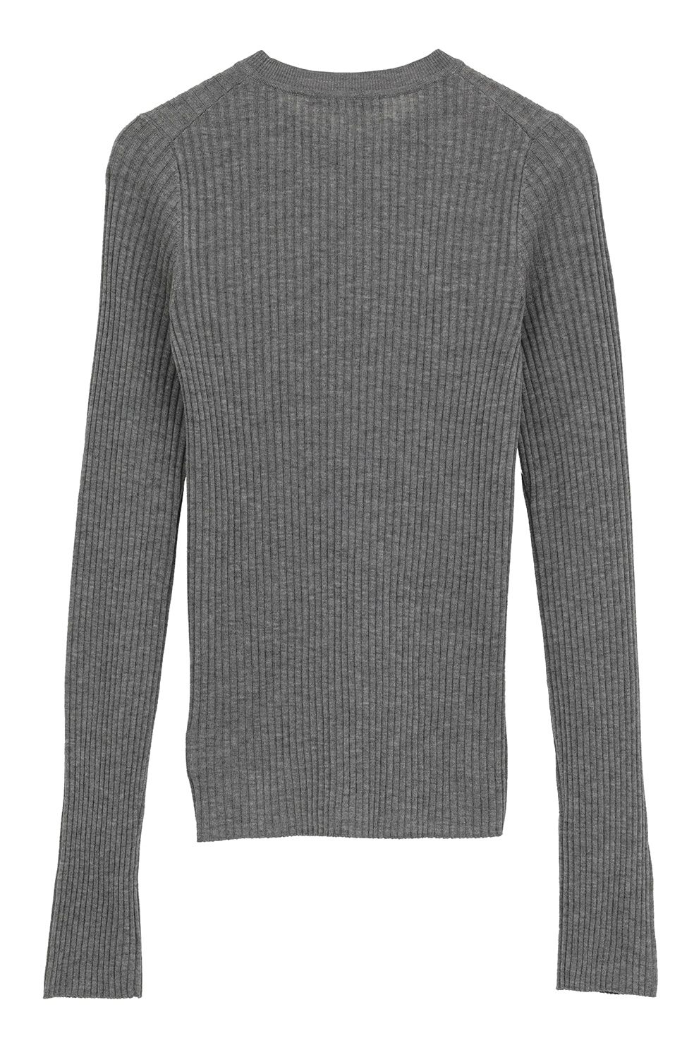 CLANE - シアーリブニットカットソー | SHEER RIB KNIT TOPS (GREY
