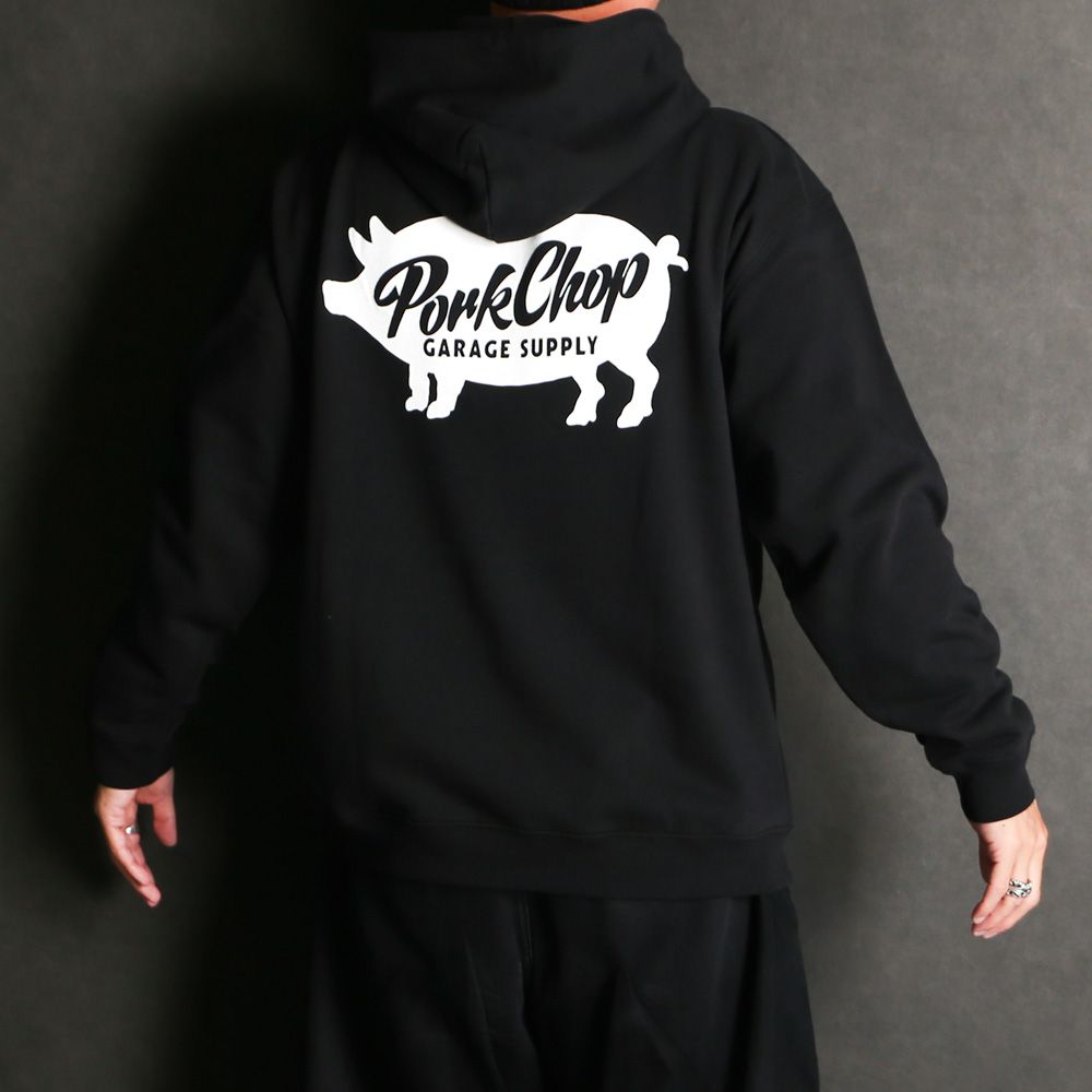 PORKCHOP - 【ラスト1点-サイズM】 SCRIPT PORK HOODIE - BLACK / プル