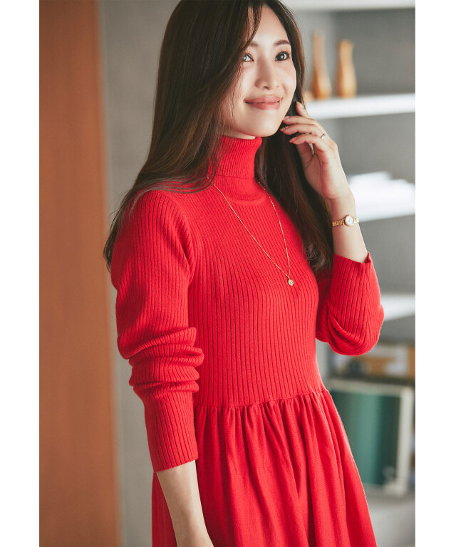 マシェリコラボ》ハイネックニットワンピース