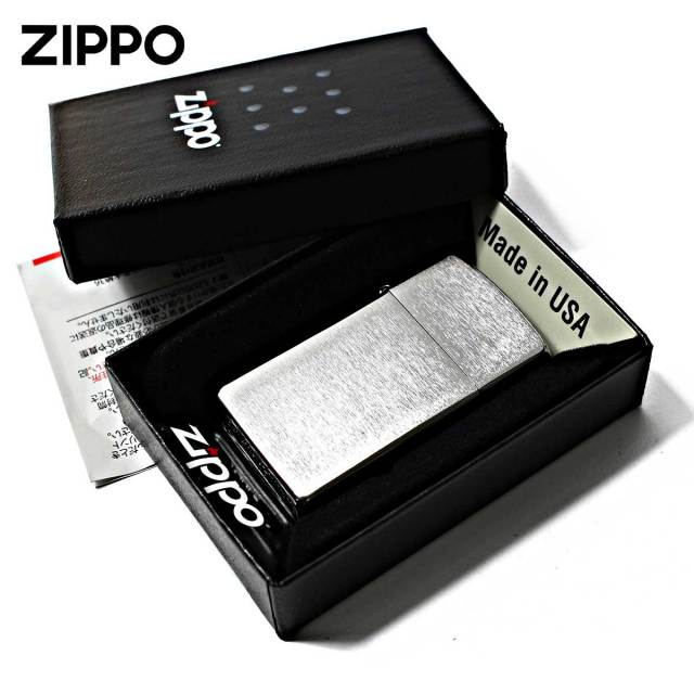 Zippo ジッポー スリム 無地 つや消し シルバー ブラッシュドクローム