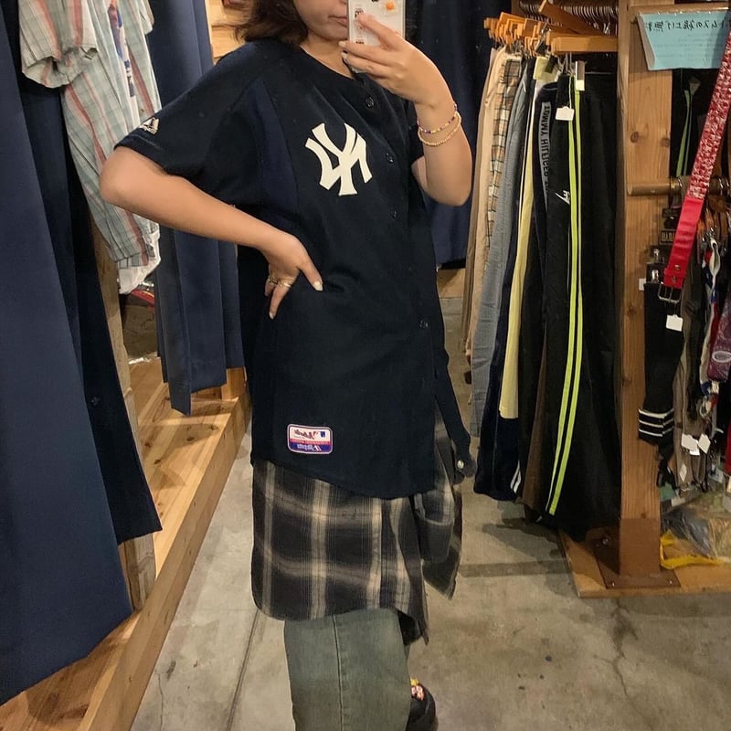 USA製 Majestic Athletic NY ベースボールシャツ | CUSTOM FEVER