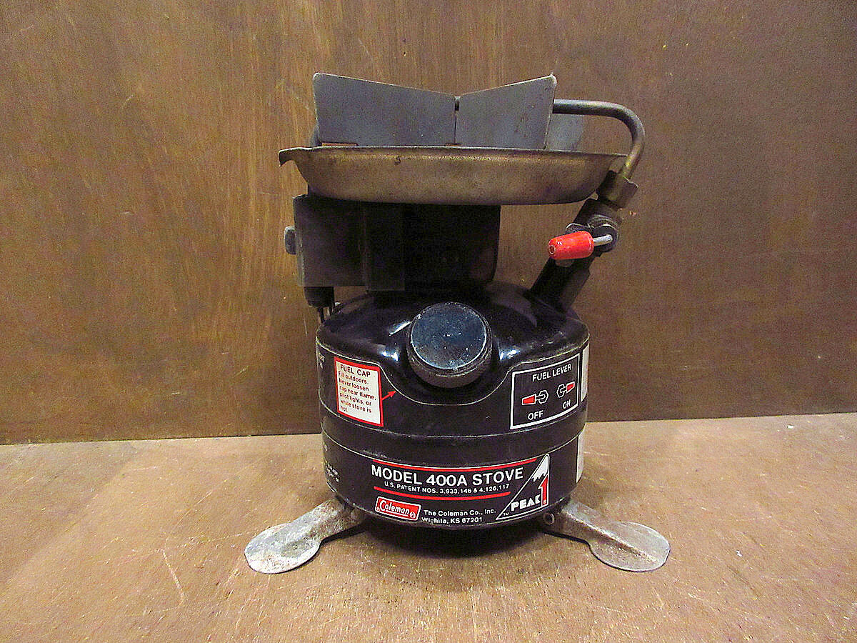 ビンテージ80's○Coleman Peak1 Model 400Aシングルバーナー黒収納袋付