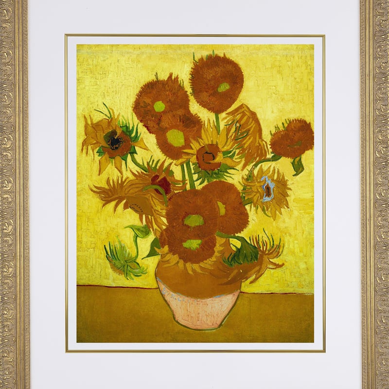 ゴッホ『ひまわり①』 リトグラフ・送料無料・新品額装・UVカット