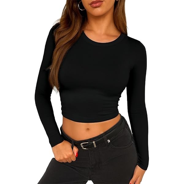 CLOZOZ Long Sleeve Crop Tops for Women Mock Turtleneck Tops Zip Up
