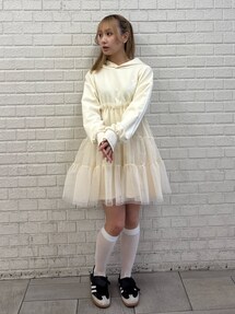 2WAY TULLE OVER SWEAT OP/2WAYチュールオーバースウェットワンピース