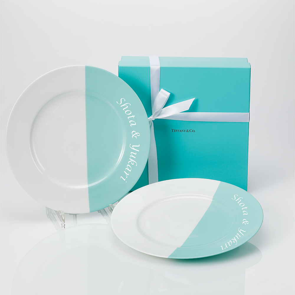 TIFFANY / ティファニー カラーブロック デザートプレート 21cm ペア