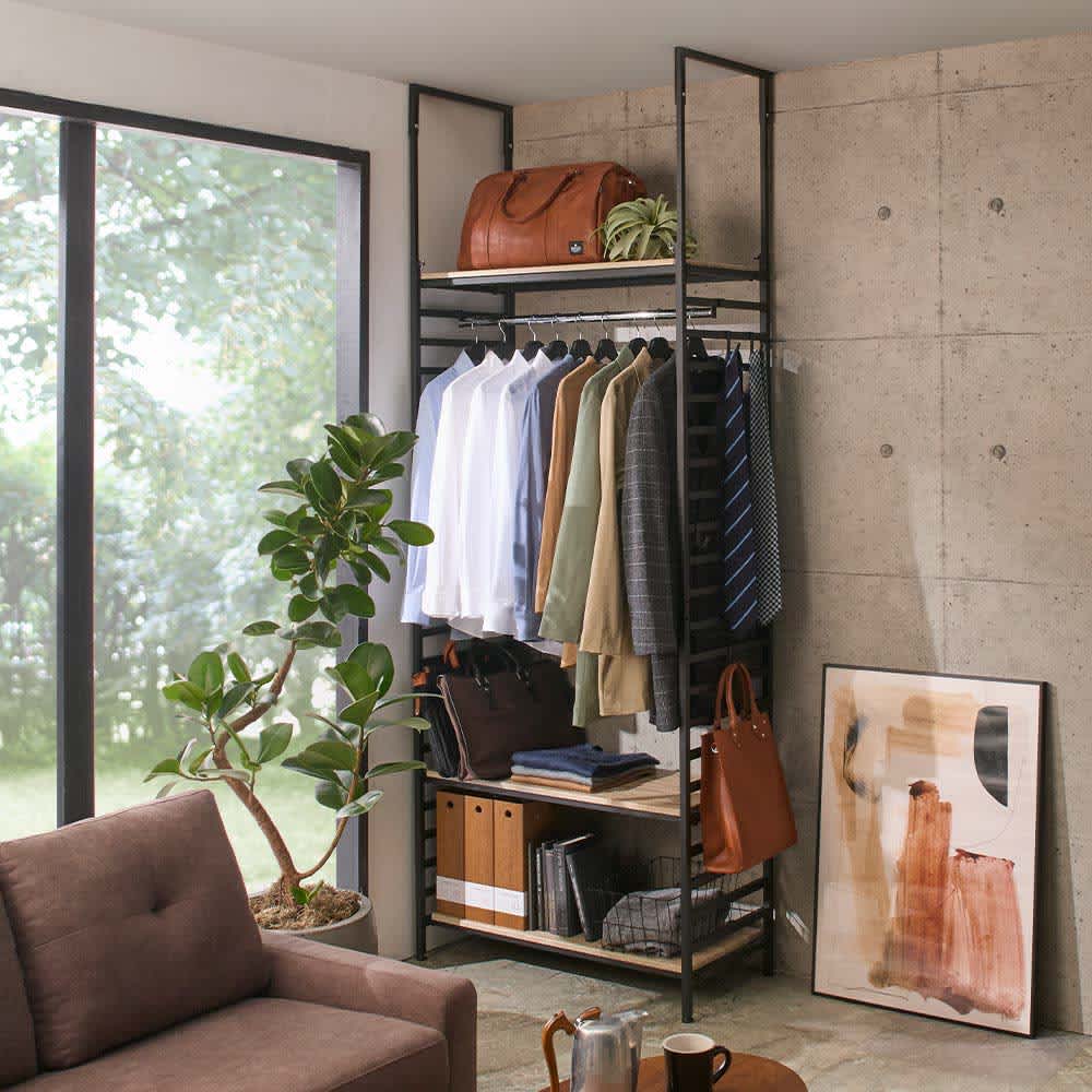 ブルックリンハンガーラック 幅90cm 棚3枚・ハンガー1段タイプ 通販