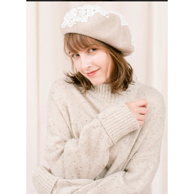 新品☆アシーナニューヨーク Amanda Beret ベレー帽 ウール フラワー