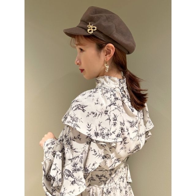 SNIDEL - スナイデル プリントフリルワンピース ネイビー 0の通販 by